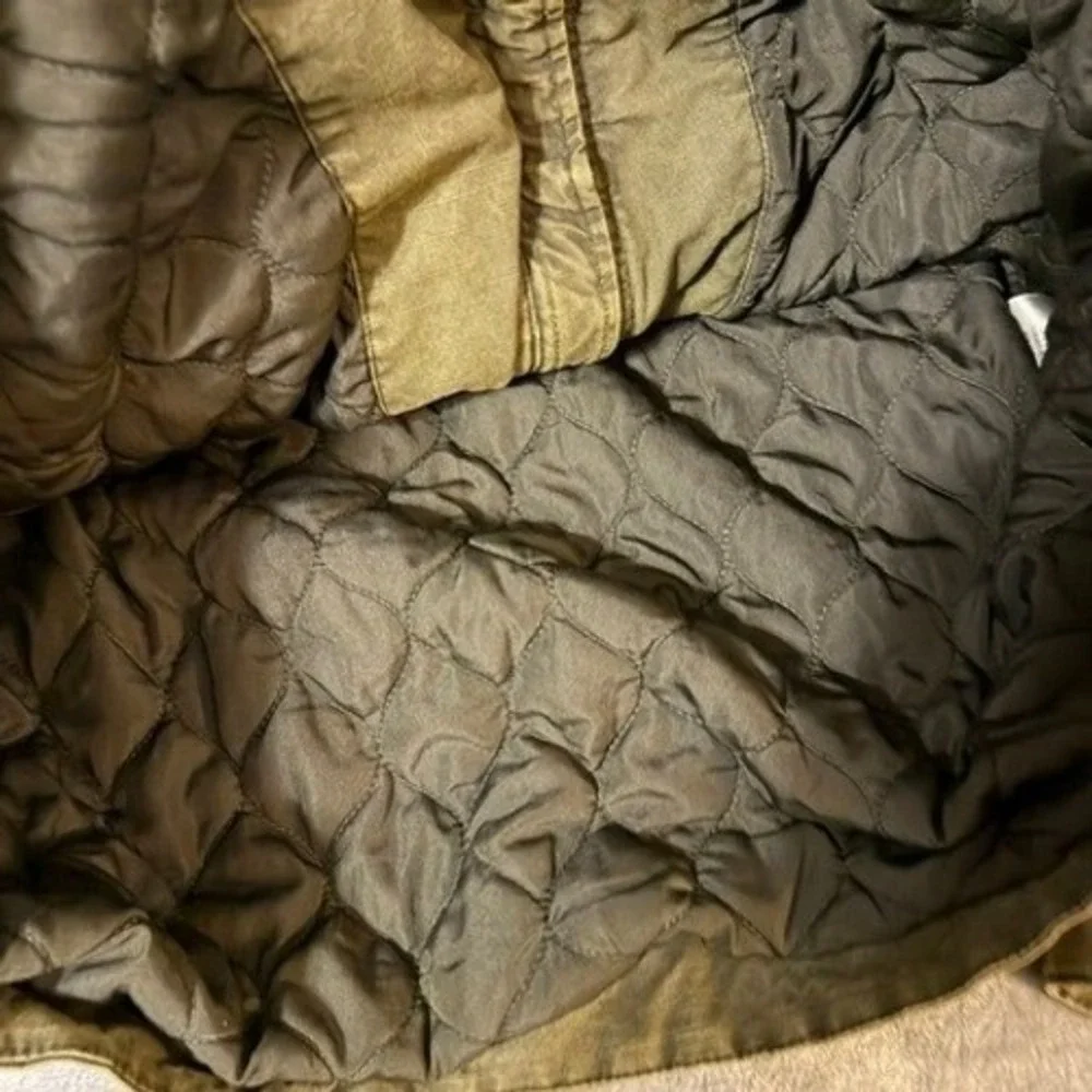 Levi Strauss Mens Olive Green Cotton Military Field Jacket Quilted Lined Large
